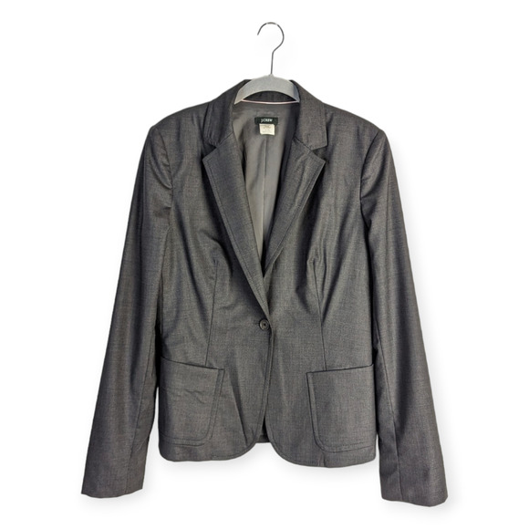 Vintage J. Crew Women's‎ Gray Wool Blend One Button Notched Lapel Blazer Size 6 - Picture 1 of 9